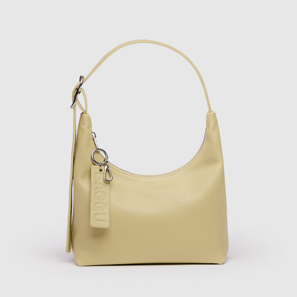 Straw Mini Leather Shoulder Bag Baggu at Golden Rule Gallery