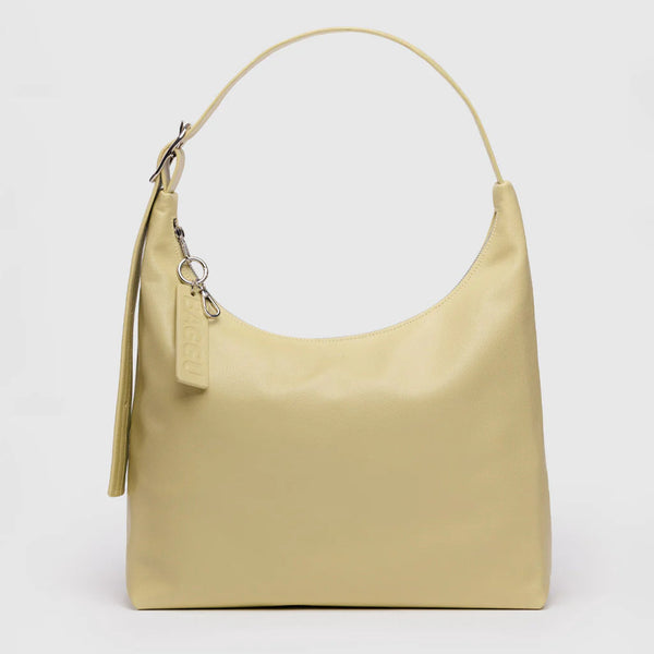 Straw Yellow Leather Shoulder Bag by Baggu at Golden Rule Gallery