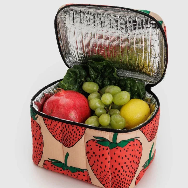 Strawberry Puffy Lunch Cooler Bag by Baggu at Golden Rule Gallery
