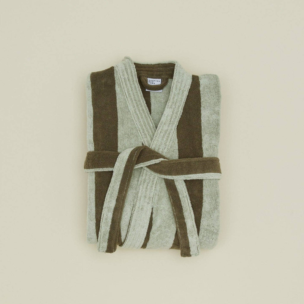 Folded Green Stripe Bathrobe