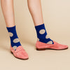 Styled Cobalt and White Dot Rie Crew Sock | Hansel from Basel | Polka Dot Sock | Golden Rule Gallery