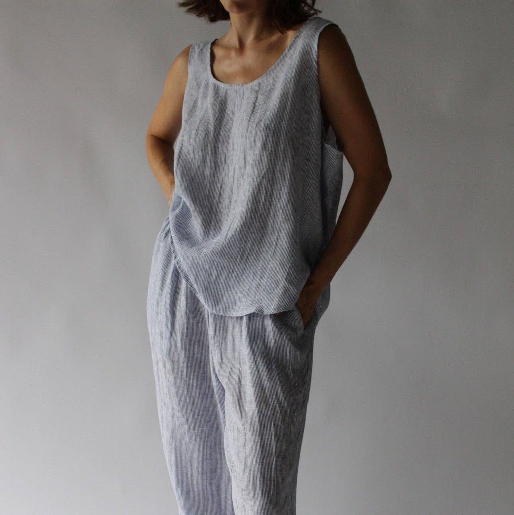 Summer Linen Scoop Neck Breezy Top