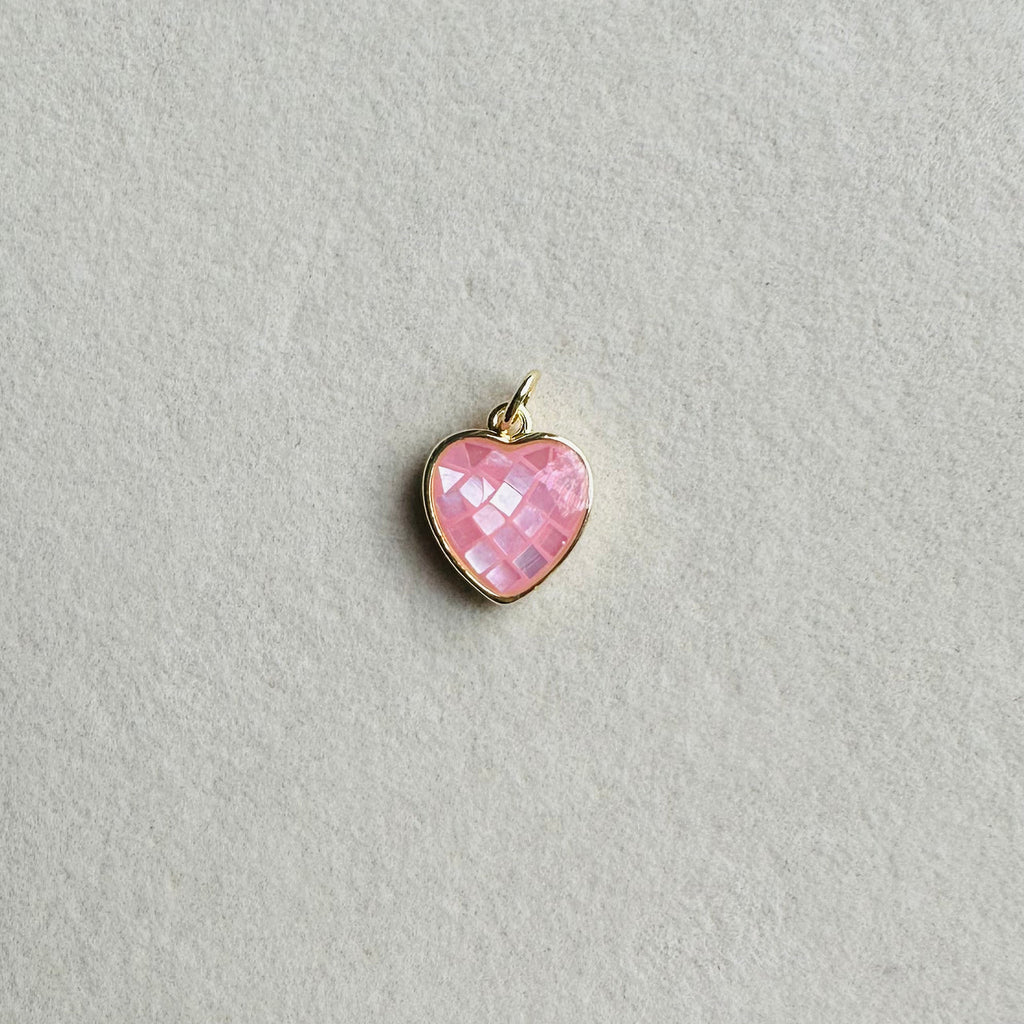 Pink Gemstone Heart Necklace Charm Token