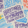 Greetings from The Twin Cities Purple Postcard at Golden Rule Gallery