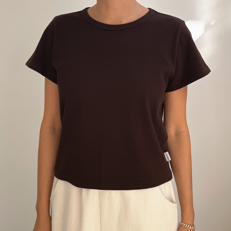 The Little Boy Tee in Dark Cacao at Golden Rule Gallery in Excelsior, MN