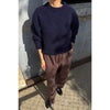 Elio Crew Neck Alpaca Sweater in Navy on Model