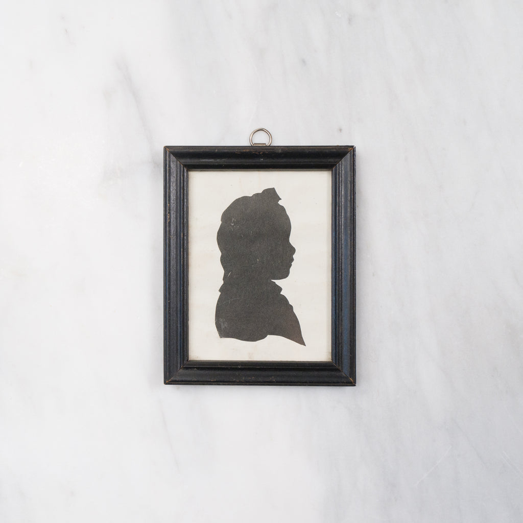 Tiny Vintage Black and White Cameo Portrait Art