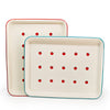 Tomato Art Enamelware Tray Blue and Red Rim at Golden Rule Gallery