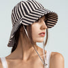 Close Up of Model in Striped Bucket Hat by Hansel from Basel