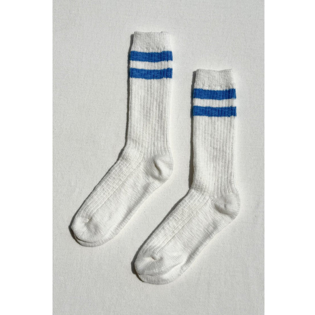 Cottage Varsity Socks with Blue Stripes by Le Bon Shoppe