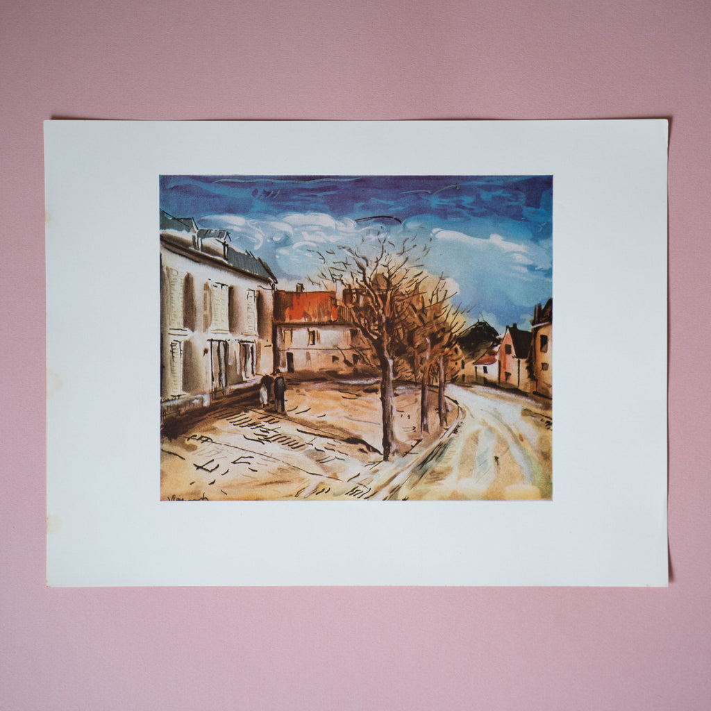 1940s Vlaminck Village Square Landscape Art Print