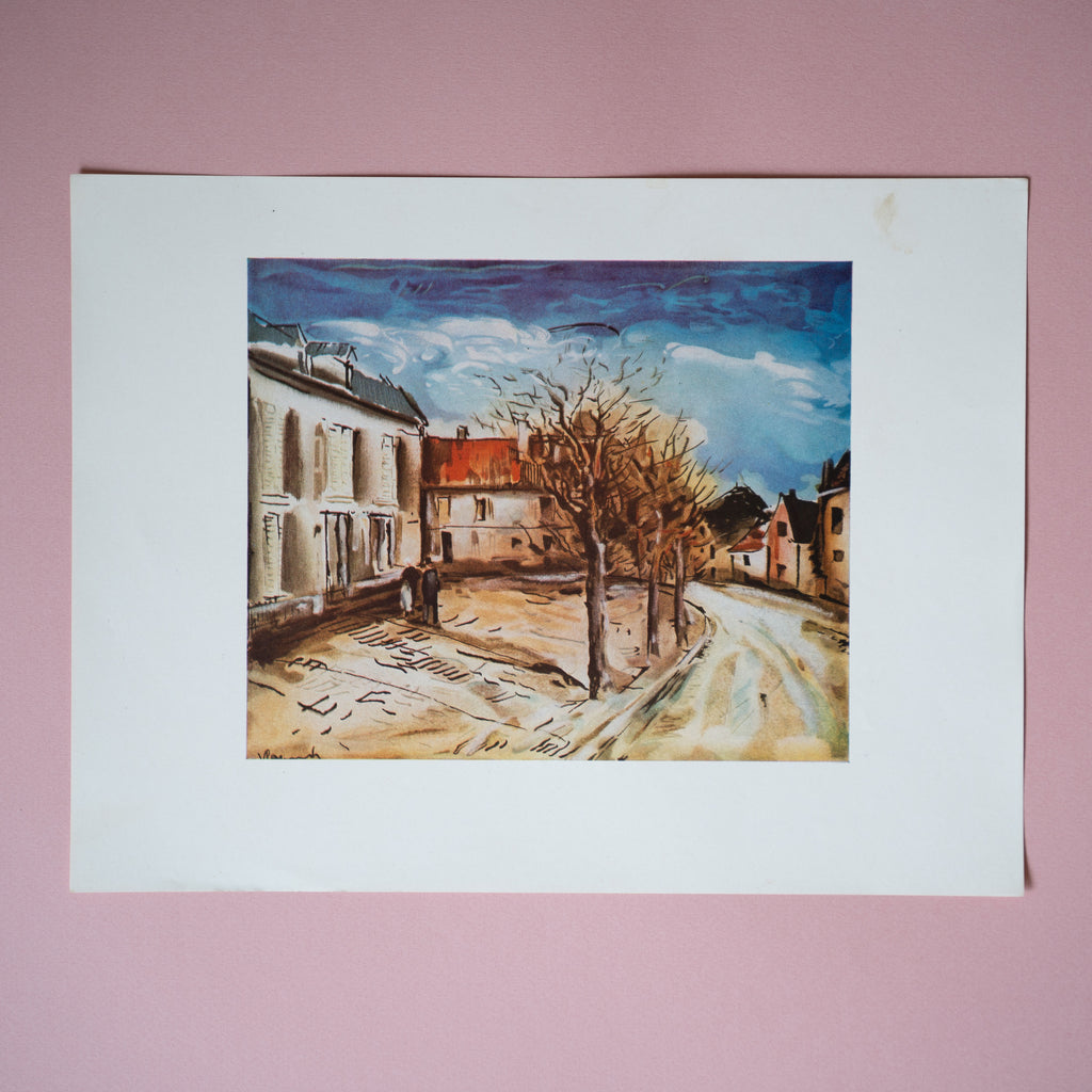 Vintage 40s Vlaminck Village Square Art Print