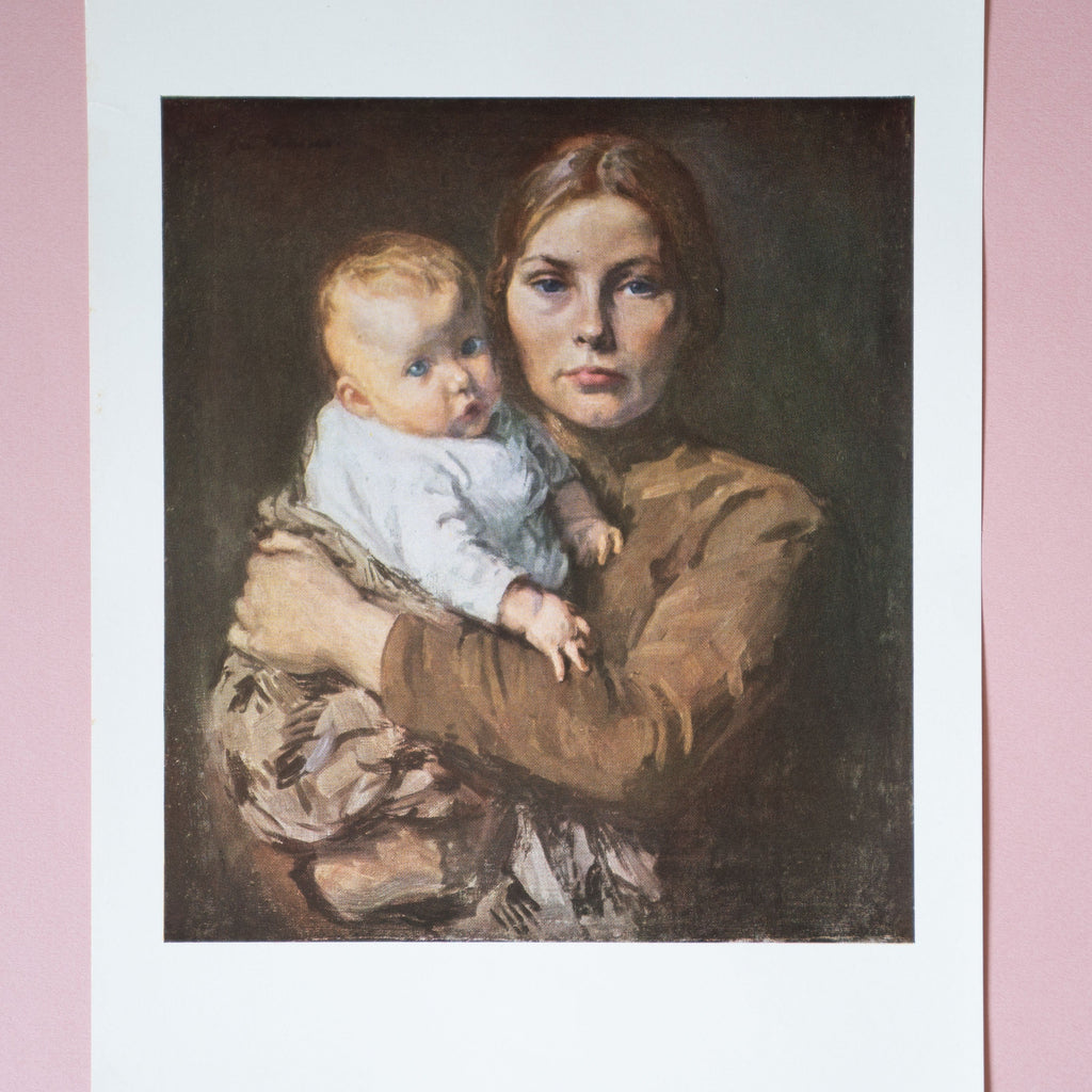 Vintage 1940s Gari Melchers "Mother and Child" Portrait Art Print at Golden Rule Gallery in Minnesota