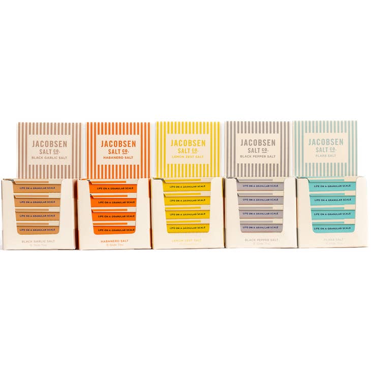 Variety Flavors Infused Salt Slide Tins by Jacobsen Salt Co Golden Rule Gallery