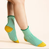 Vibrant Green Striped Corbusier Crew Sock by Hansel from Basel at Golden Rule Gallery in Excelsior