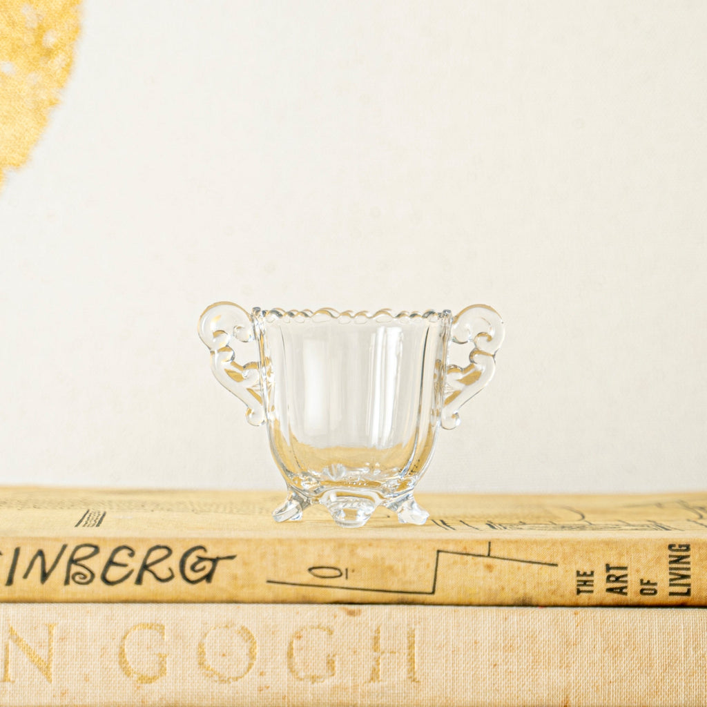 Vintage Glass Sugar Bowl Styled on Art Books