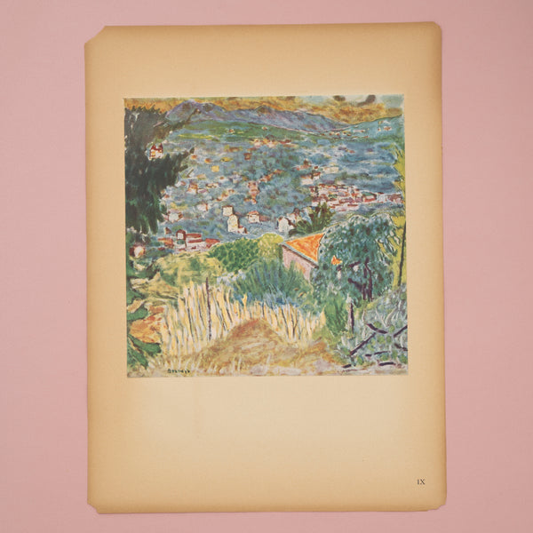 Rare Vintage 1944 Bonnard Landscape “Le Cannet” French Art Print with Lovely Patina available for purchase at Golden Rule Gallery in Excelsior Minnesota