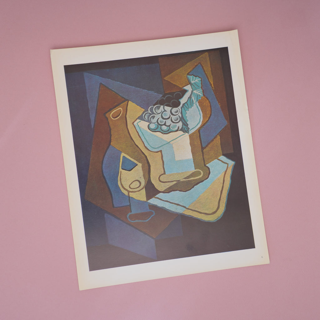 Vintage 1950s Juan Gris Cubist Still Life “Grapes” Swiss Art Print