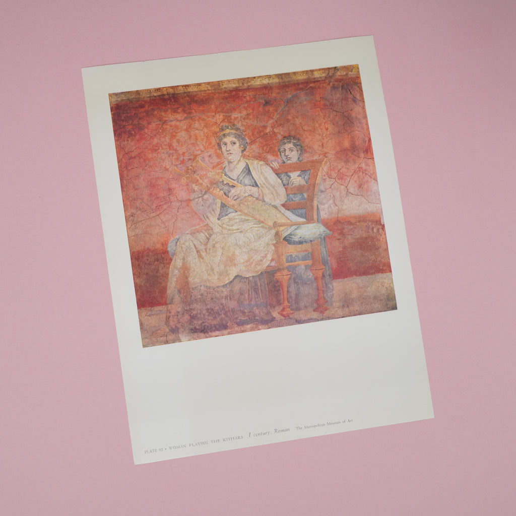 Vintage 1958 Roman "Woman Playing the Kithara" Art Print