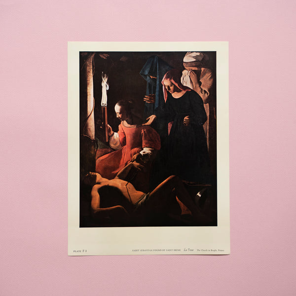 Vintage 1959 La Tour "Saint Sebastian found by Saint Irene” Art Print
