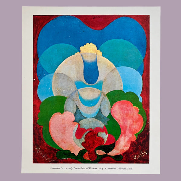 Vintage 1962 Giacomo Balla "Streamlines of Flowers" Art Print for sale at Golden Rule Gallery in Minneapolis