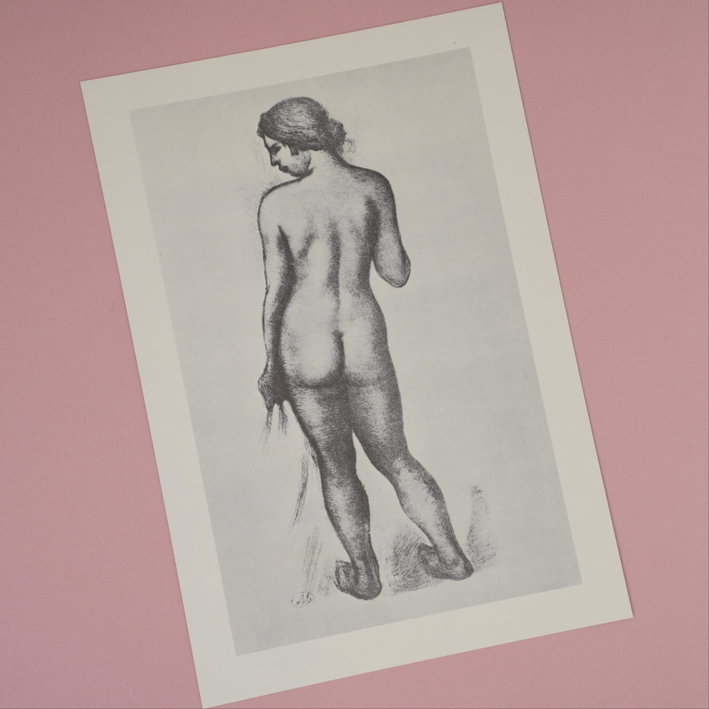 Vintage 1974 Aristide Maillol "Standing Nude" Black and White Portrait Art Plate