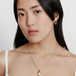 Snake Chain Pearl Charm Necklace on Model