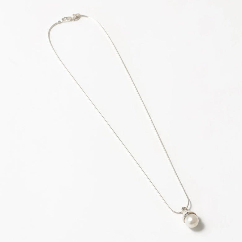 Long Pearl Candice Necklace by Wolf Circus in Silver