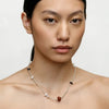 Model Wearing Wolf Circus Scarlet Beaded Necklace in Sterling Silver