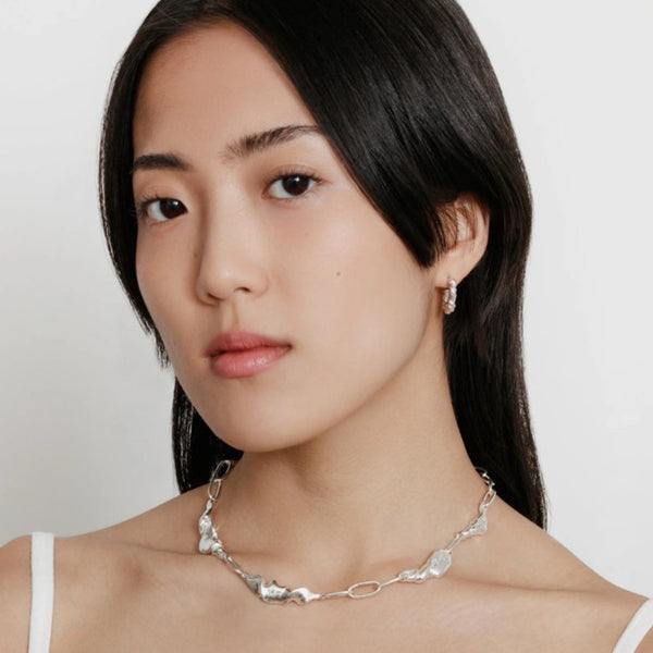 Wolf Circus Tidal Necklace in Sterling Silver Styled on Model