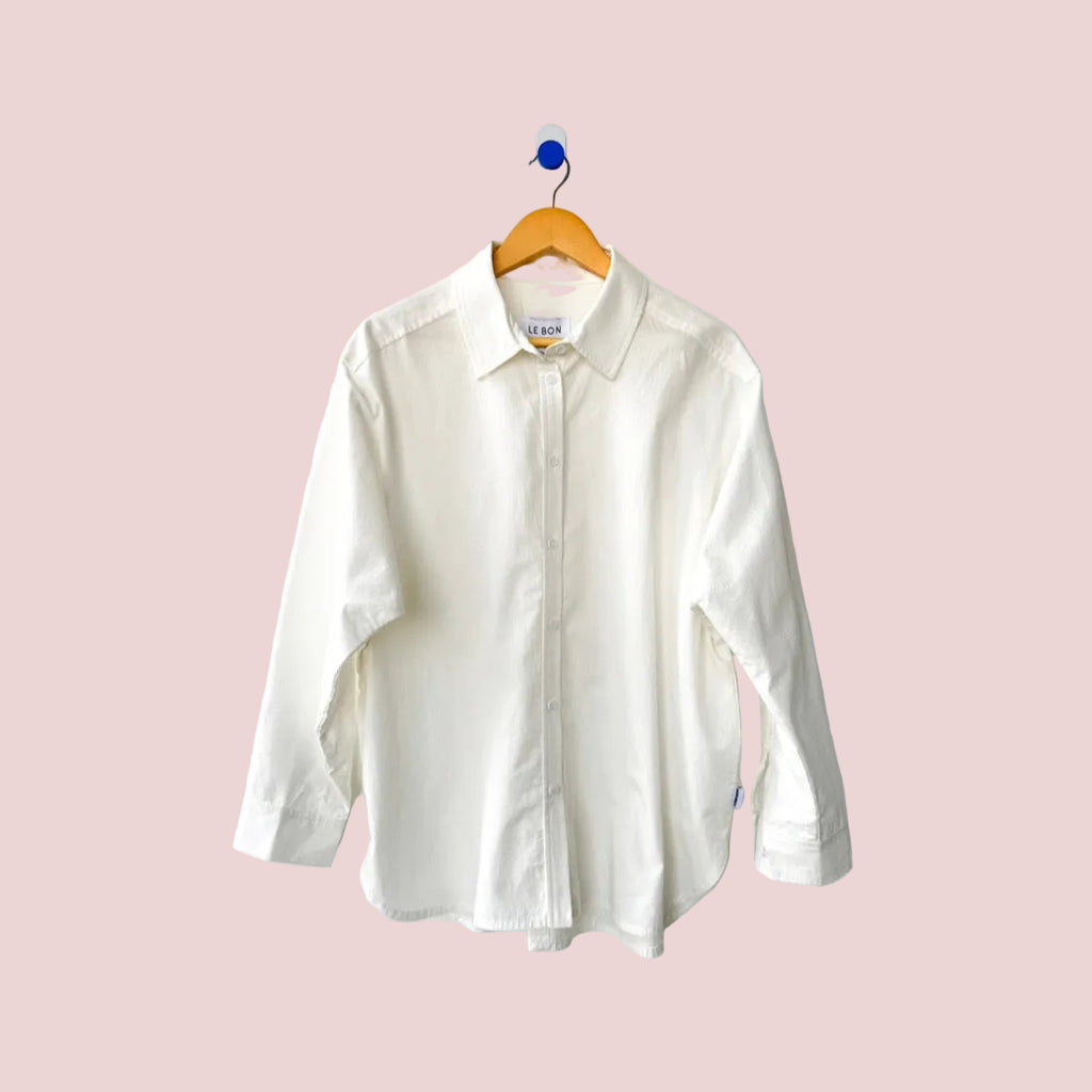 White Lightweight Classic French Button Down Shirt