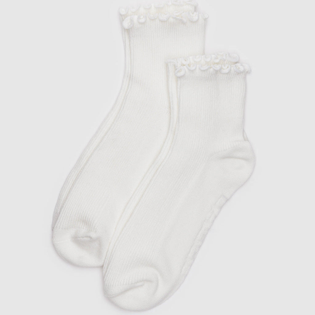 White Baggu Lettuce Edge Socks at Golden Rule Gallery in Excelsior