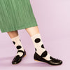 White Polka Dot Socks Rie Crew Socks by Hansel from Basel at Golden Rule Gallery in Excelsior