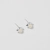 Pair of pearl stud earrings on a light gray background