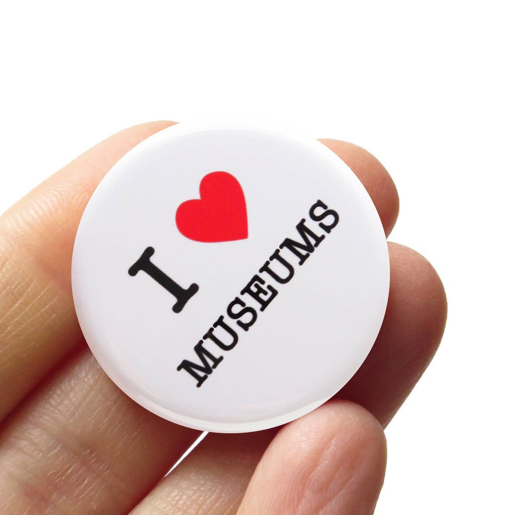 Word for Word I Love Museums Buttons at Golden Rule Gallery in Minneapolis