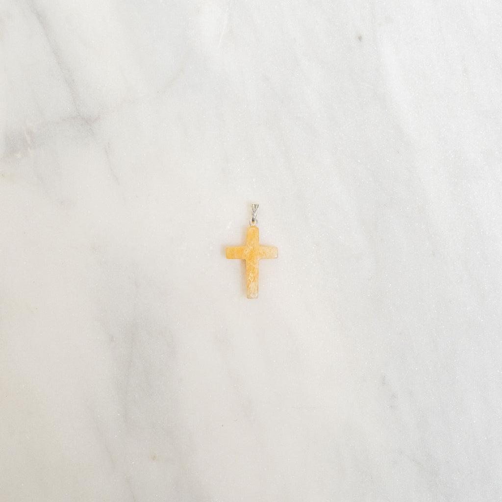 Yellow Jasper Stone Cross Charm for Jewelry at Golden Rule Gallery