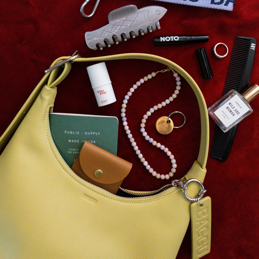 Yellow Leather Purse by Baggu at Golden Rule Gallery