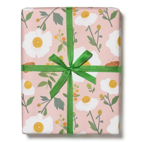 White Poppies Gift Wrap Sheets