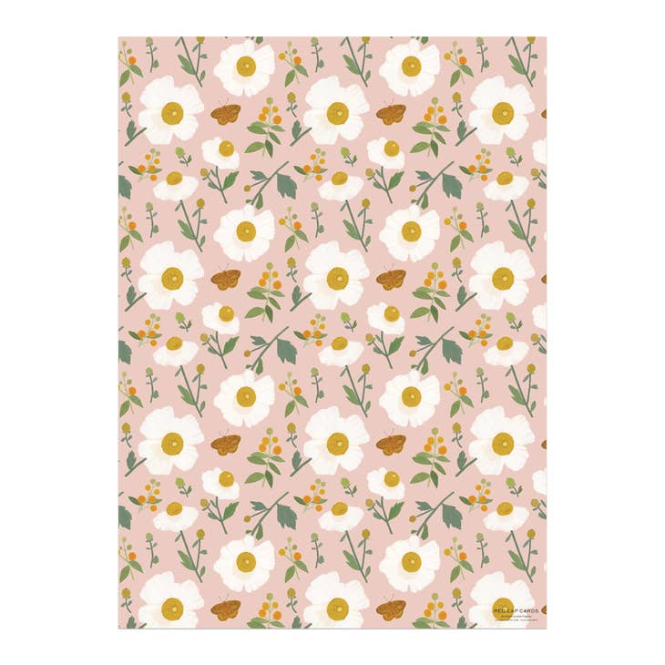 Floral Pink and White Wrapping Paper