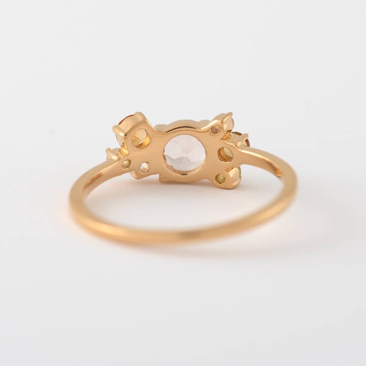 Gold Ring with Morganite Stones