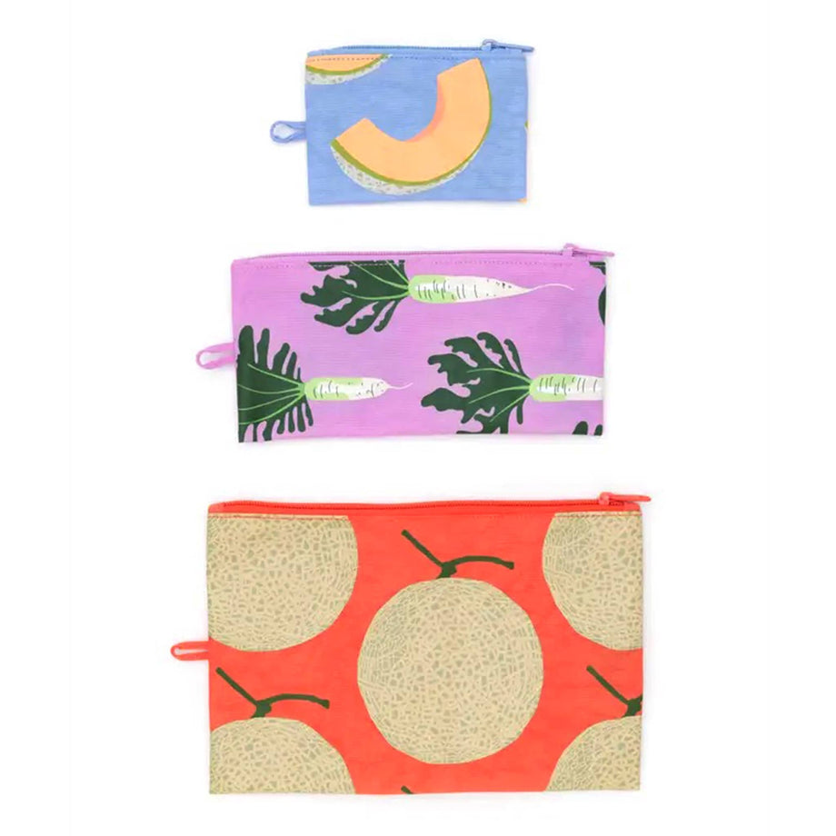 Baggu Flat Pouch Set in Japanese Fruit Produce