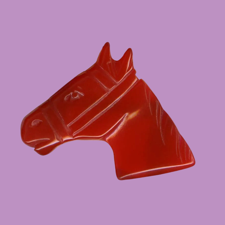 Red Horse With Reins Pin