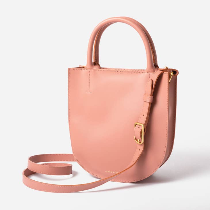 Rose Pink Leather Handbag Purse and Crossbody by Minor History