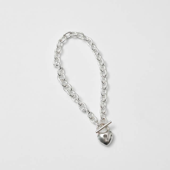 Sterling Silver Heart Lock Bracelet