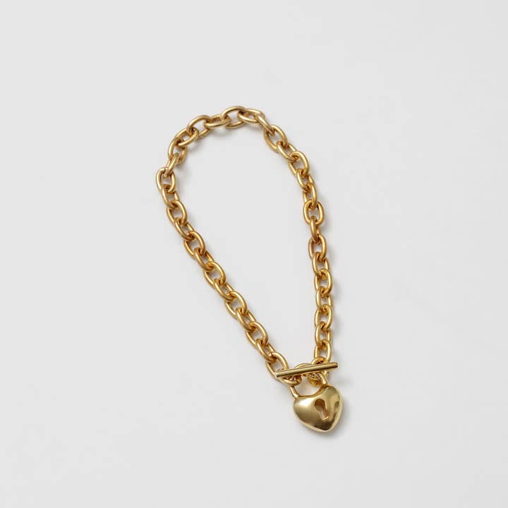 Gold Plated Heart Lock Bracelet