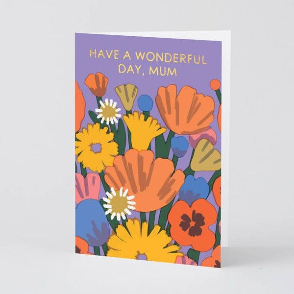 Floral "Wonderful Mum" Gold Foil Mother's Day Greeting Card