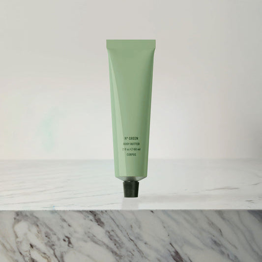 Nº Green Body Butter Tube on Marble Surface