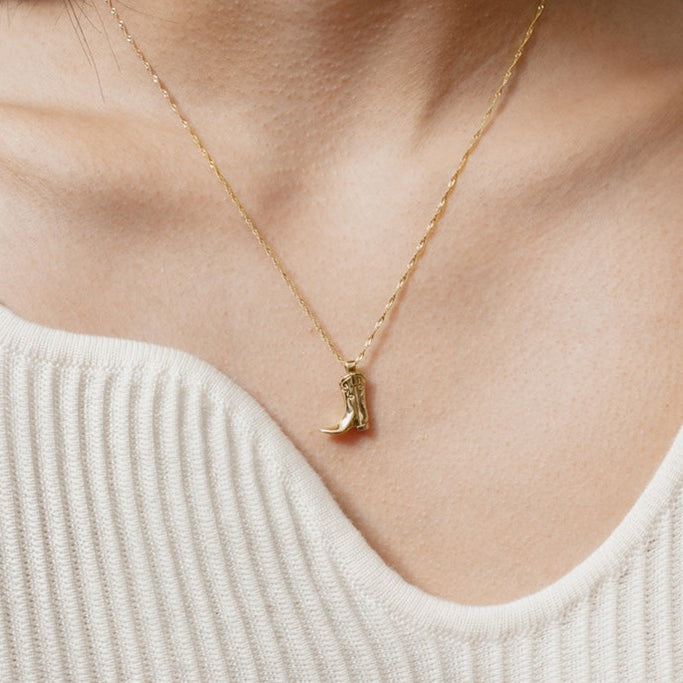 Gold Cowboy Boot Charm Necklace by Wolf Circus