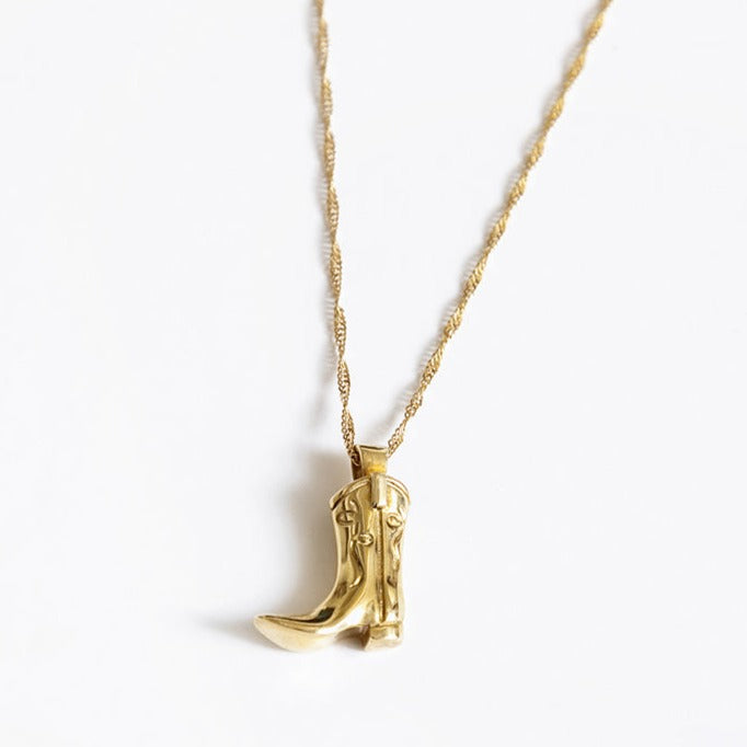 Bowboy Boot Gold Wolf Circus Necklace at Golden Rule Gallery