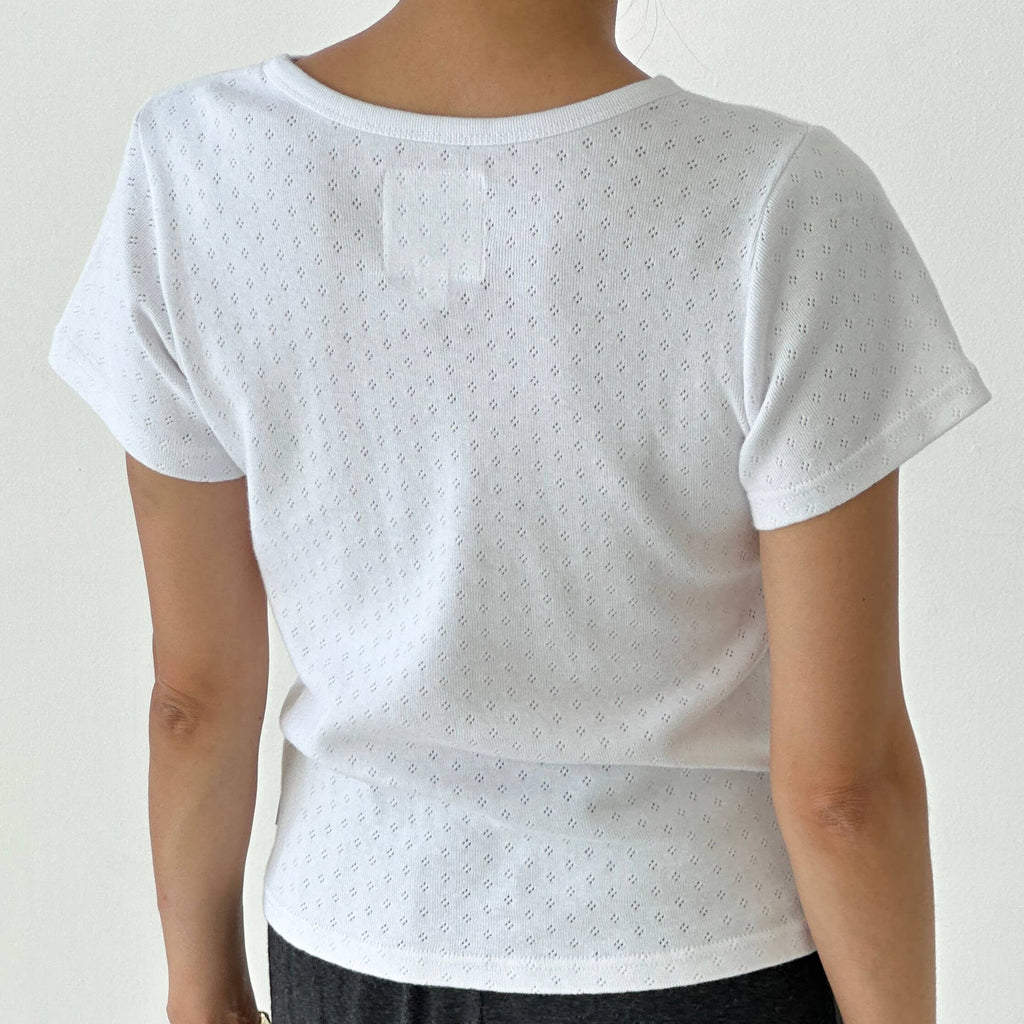 White Pointelle Tee Shirt at Golden Rule Gallery